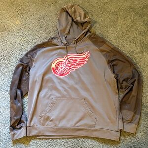 Men's Brown and Gray Hoodie with Red Logo